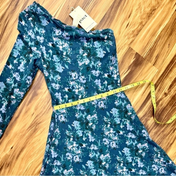 New Pact Blue and White Floral One Shoulder A-Line Dress - Picture 3 of 5